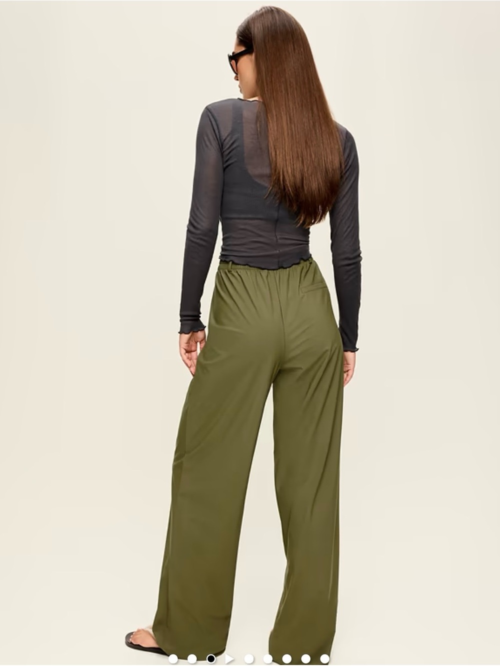 Old Navy Stretchtech Trouser Olive Wide-Leg Pull-On Pants
